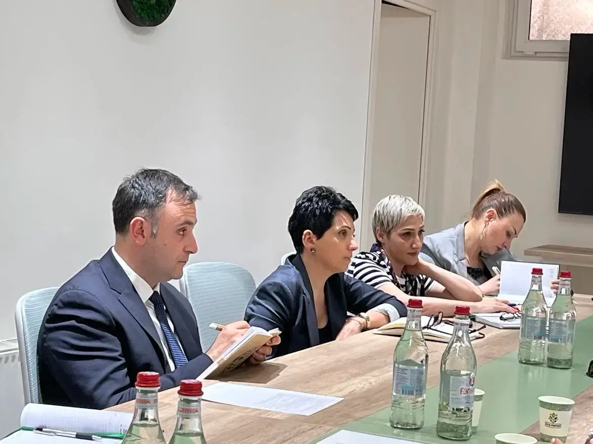 The Green Agenda project management team briefs Armenia's Deputy Minister of Environment Aram Meymaryan on the latest project developments and explores avenues for future collaboration (Photograph by Ilona Kazaryan)